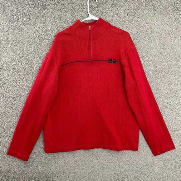 VTG Hollister 22‎ Sweater Men L Red 1/4 Zip Pullover - Picture 1 of 12